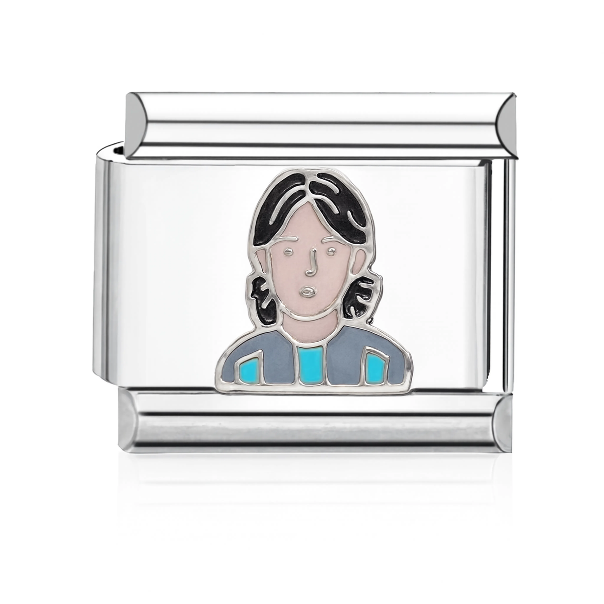 Woman Blue Top Italian Charm - Silver