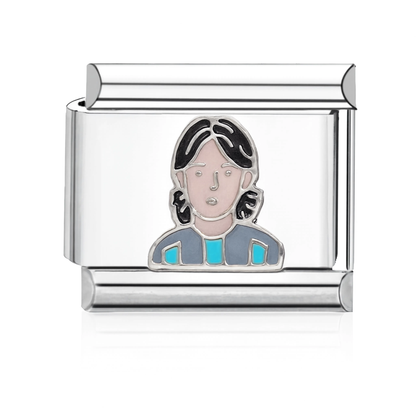 Woman Blue Top Italian Charm - Silver