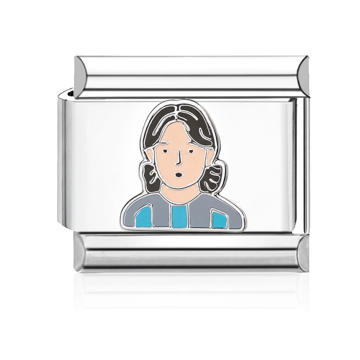 Woman Half-Body Italian Charm - Silver