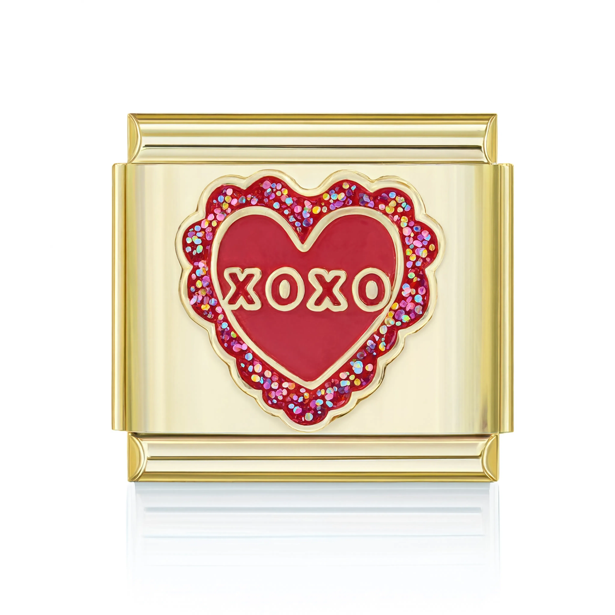 XOXO Heart Gold Italian Charm