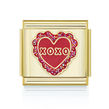 XOXO Heart Gold Italian Charm