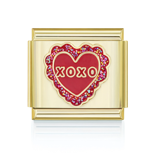 XOXO Heart Gold Italian Charm