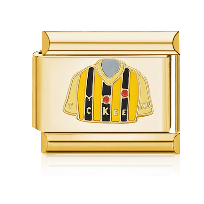 Yellow-Black Striped Jersey Italian Charm - Gold