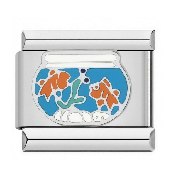 Goldfish Bowl Italian charm in silver - Barcelona souvenir