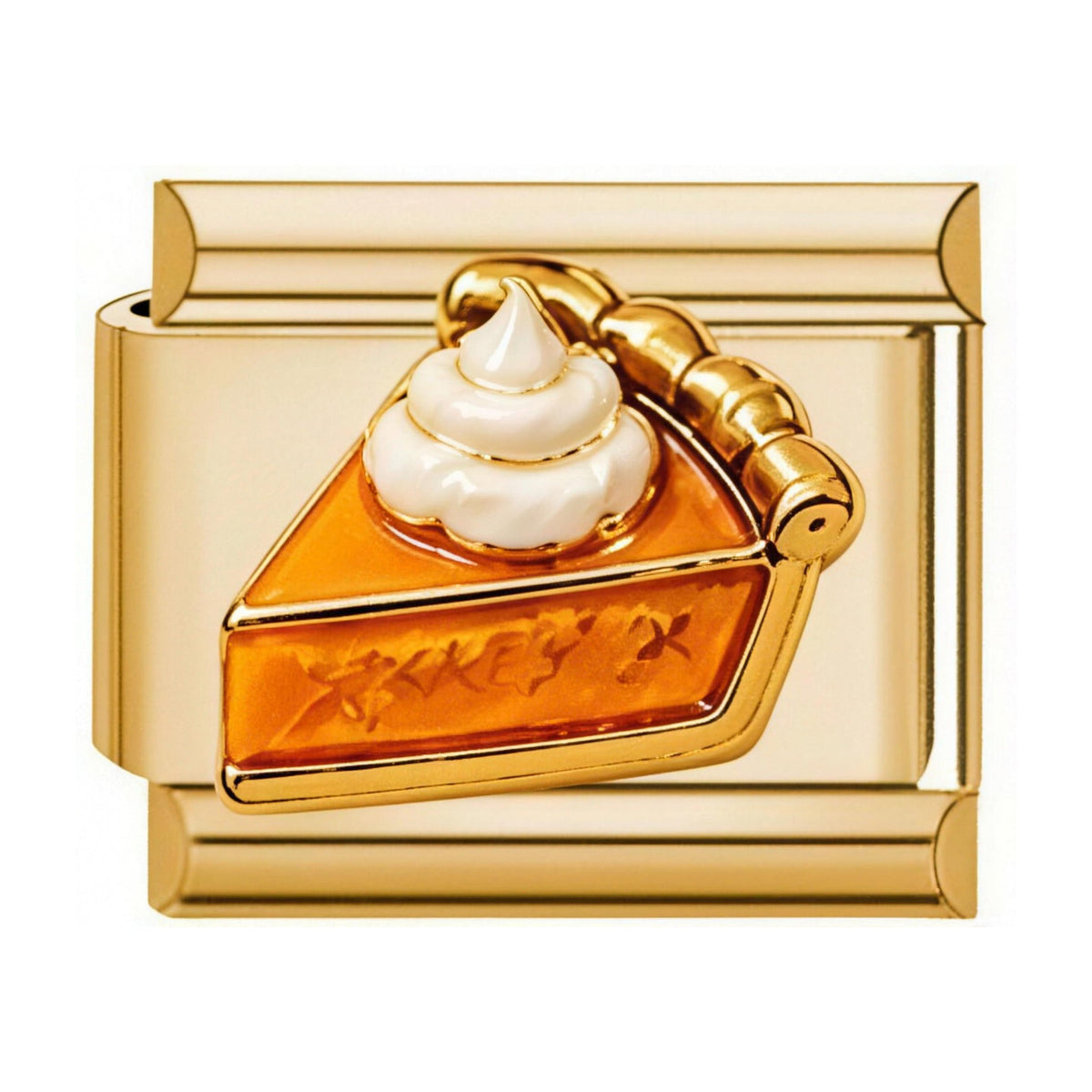 Pumpkin Pie Slice Italian charm in gold - Barcelona souvenir