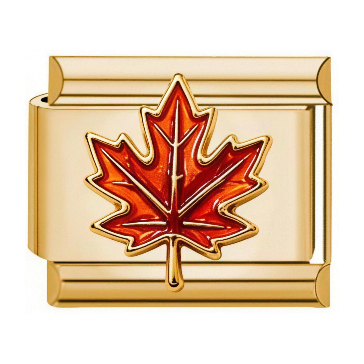 Maple Leaf Italian charm in gold - Barcelona souvenir