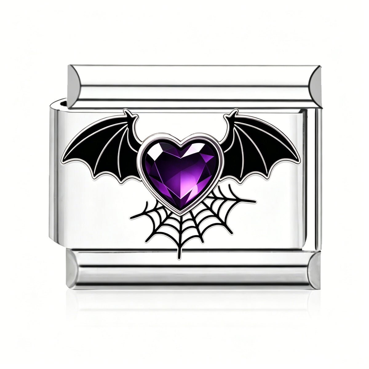 Bat Heart Italian charm in silver - Barcelona souvenir