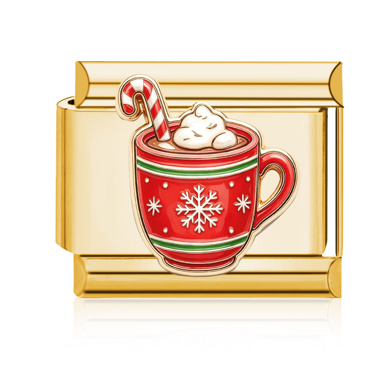 Hot Cocoa Mug Italian charm in gold - Barcelona souvenir