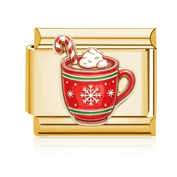 Hot Cocoa Mug Italian charm in gold - Barcelona souvenir