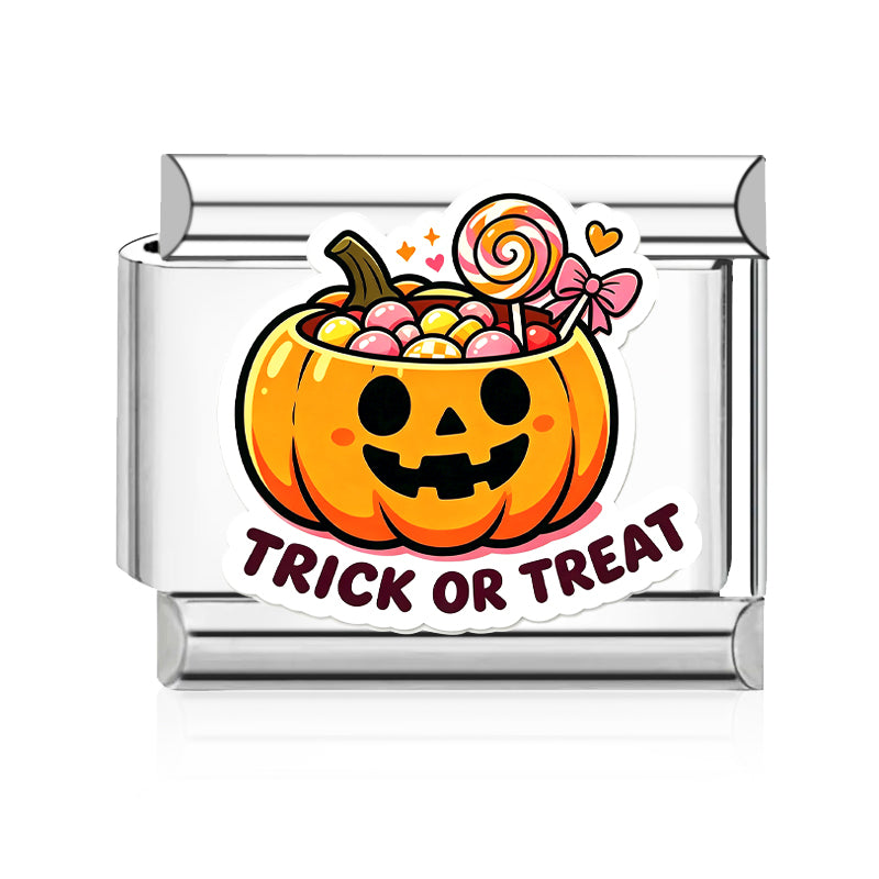 Trick or Treat Pumpkin Italian charm in silver - Barcelona souvenir