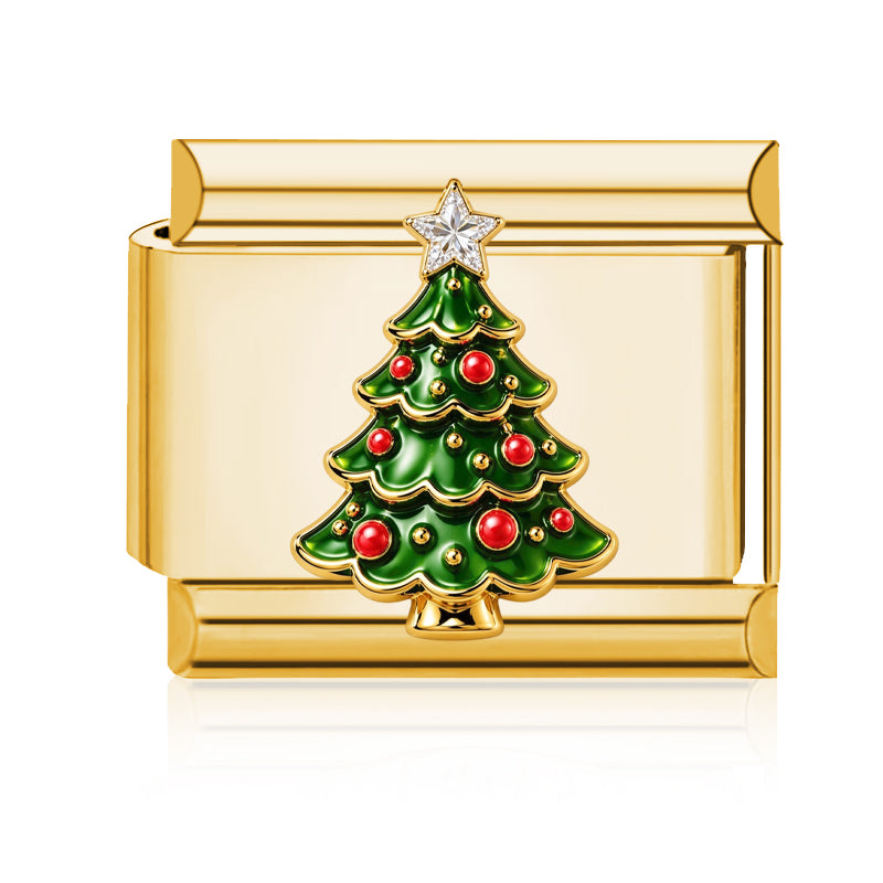 Christmas Tree Italian charm in gold - Barcelona souvenir
