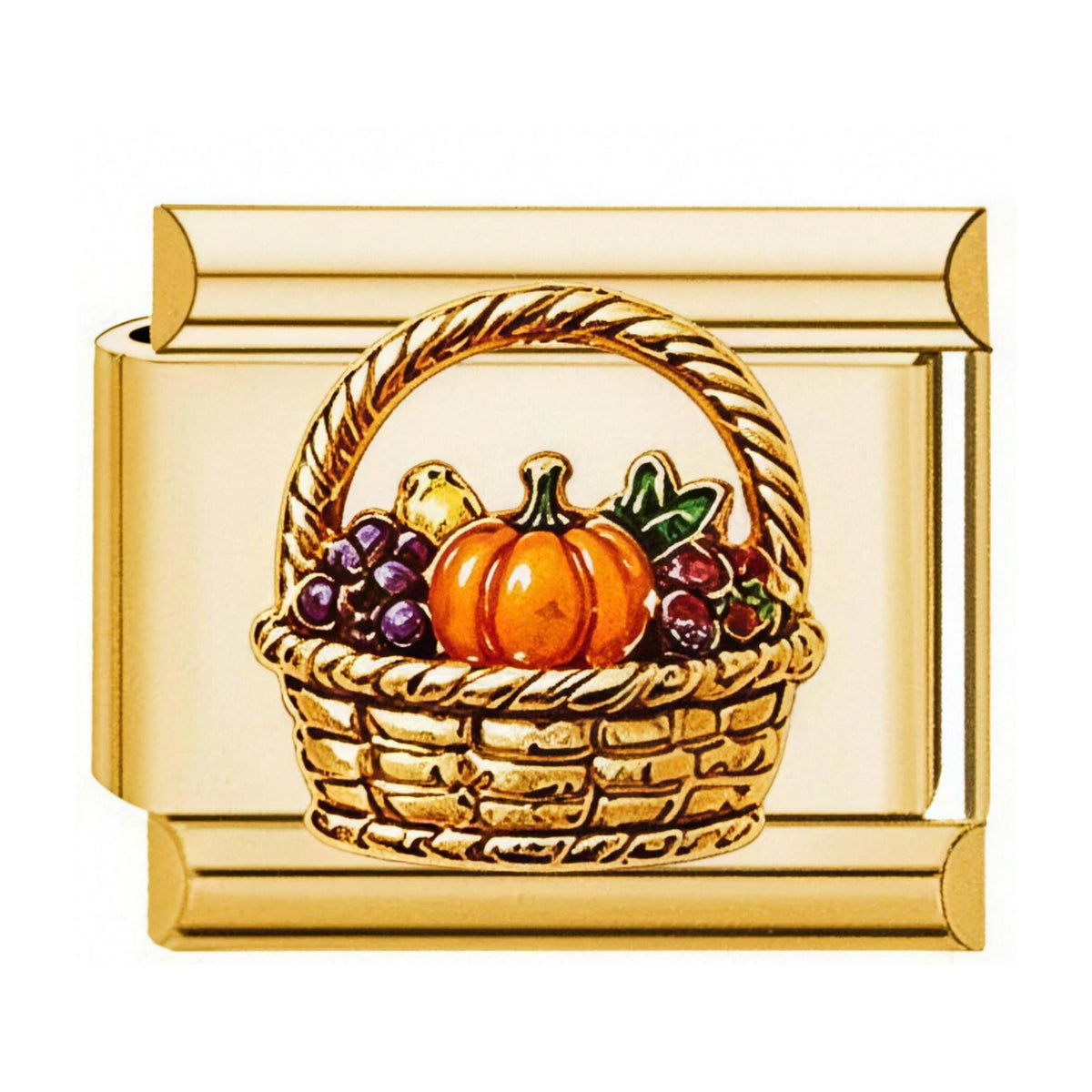 Harvest Basket Italian charm in gold - Barcelona souvenir