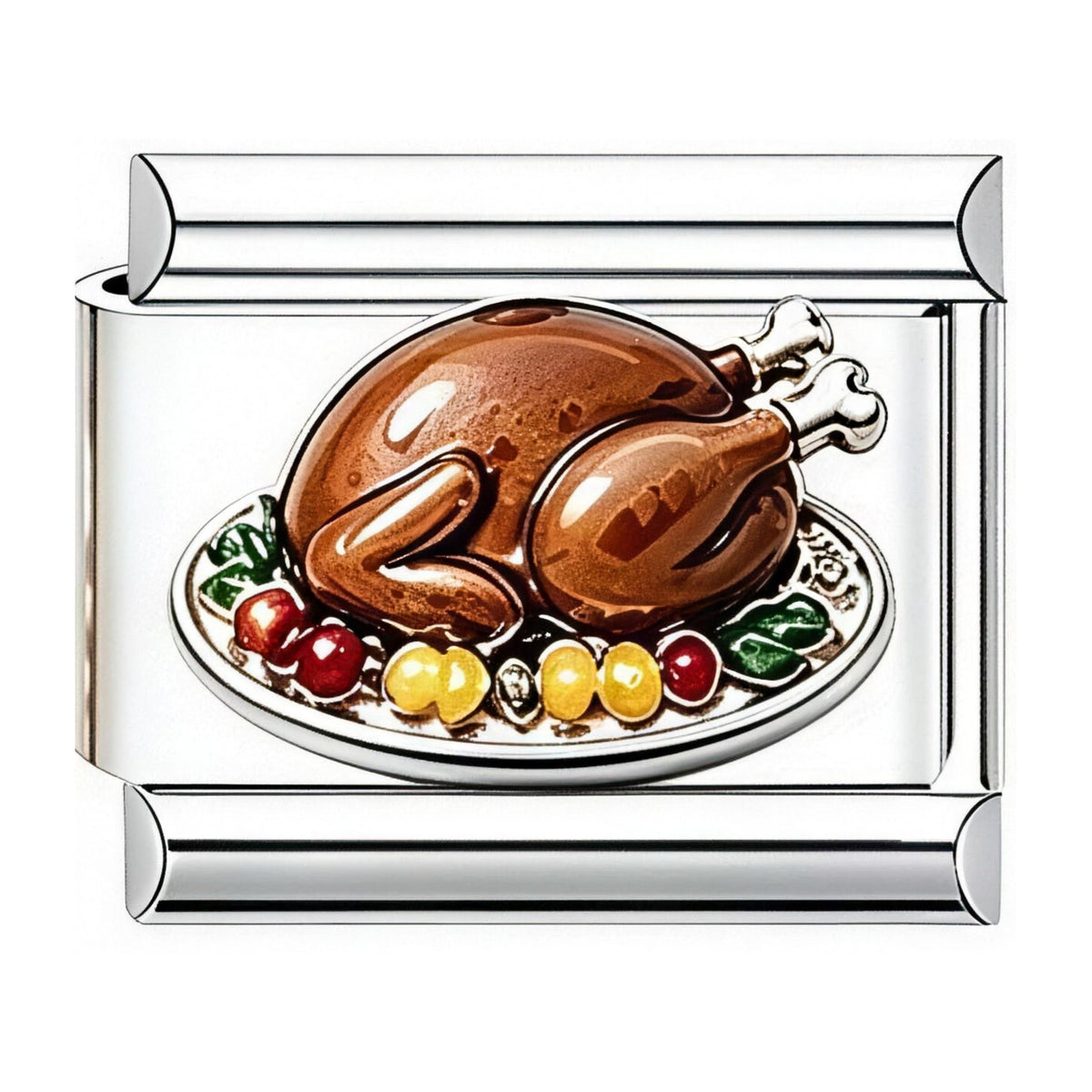 Roast Turkey Italian charm in silver - Barcelona souvenir