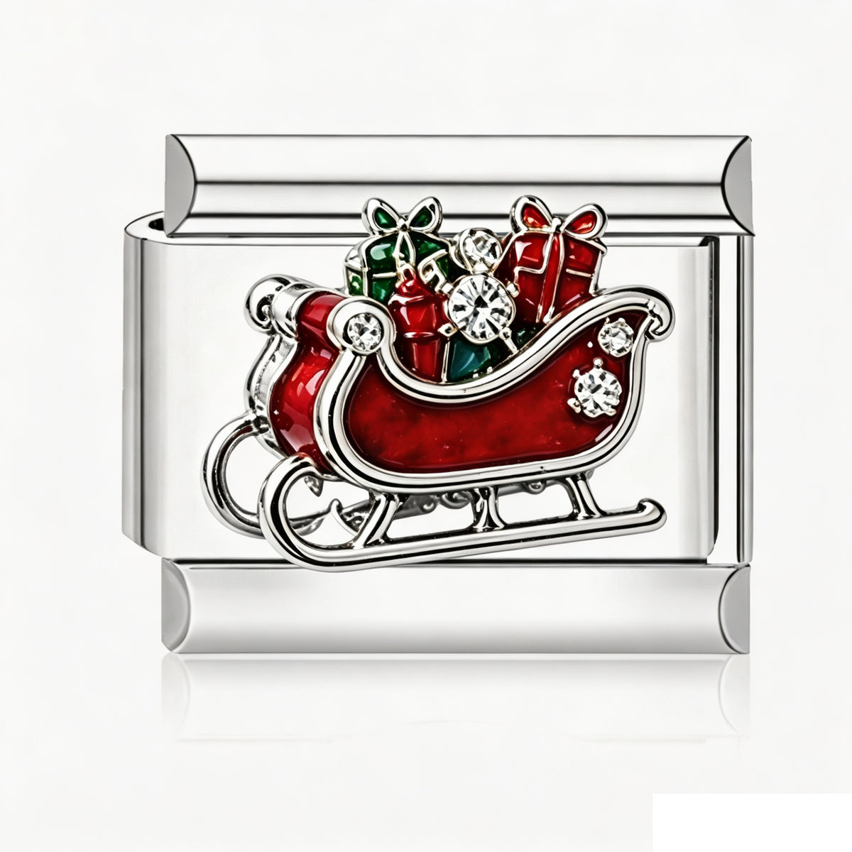 Santa Sleigh Italian charm in silver - Barcelona souvenir