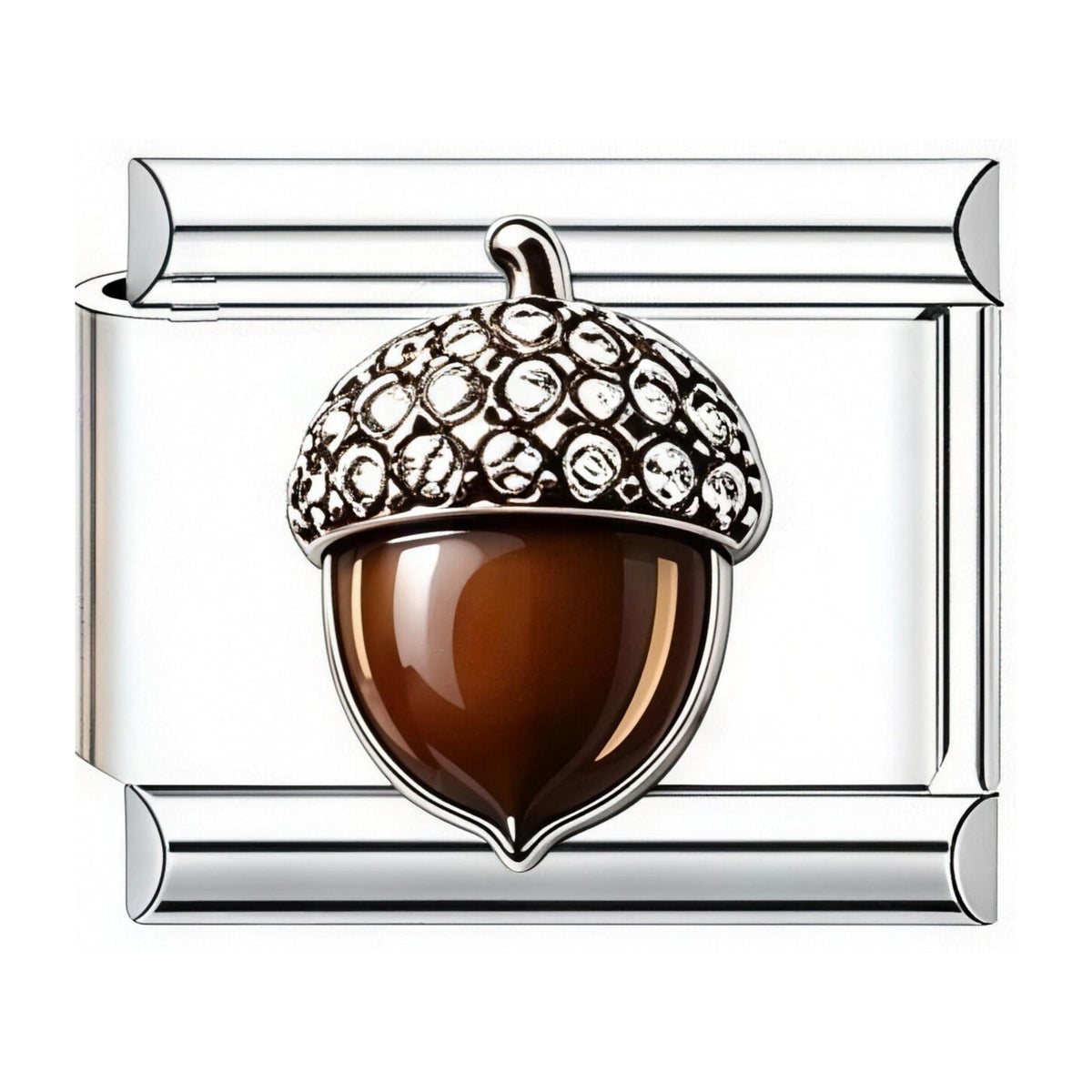 Crystal Acorn Italian charm in silver - Barcelona souvenir