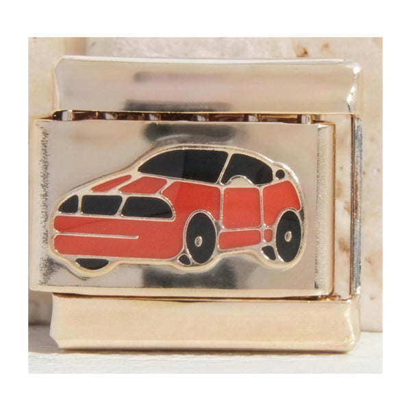 Red Car Italian charm in gold - Barcelona souvenir