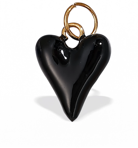 Black Heart Charm Gold — product view