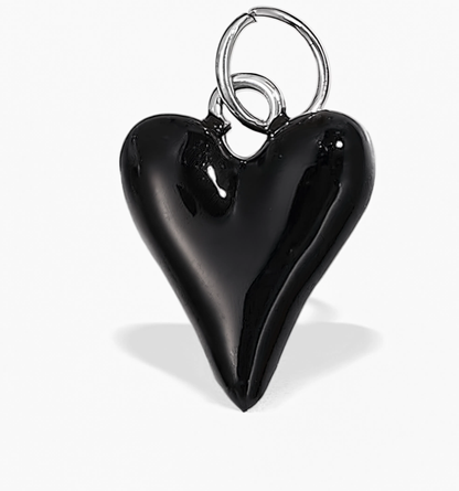 Black Heart Charm Silver — product view