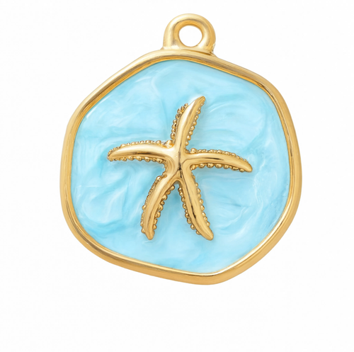 Blue Starfish Charm Gold — product view