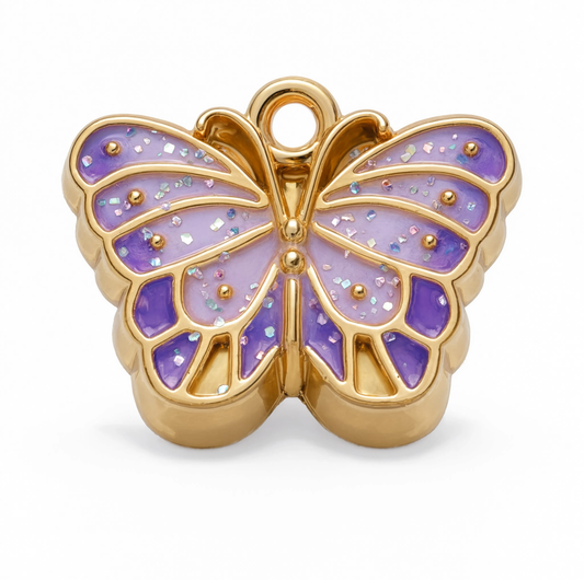 Butterfly Purple Charm Gold — product view