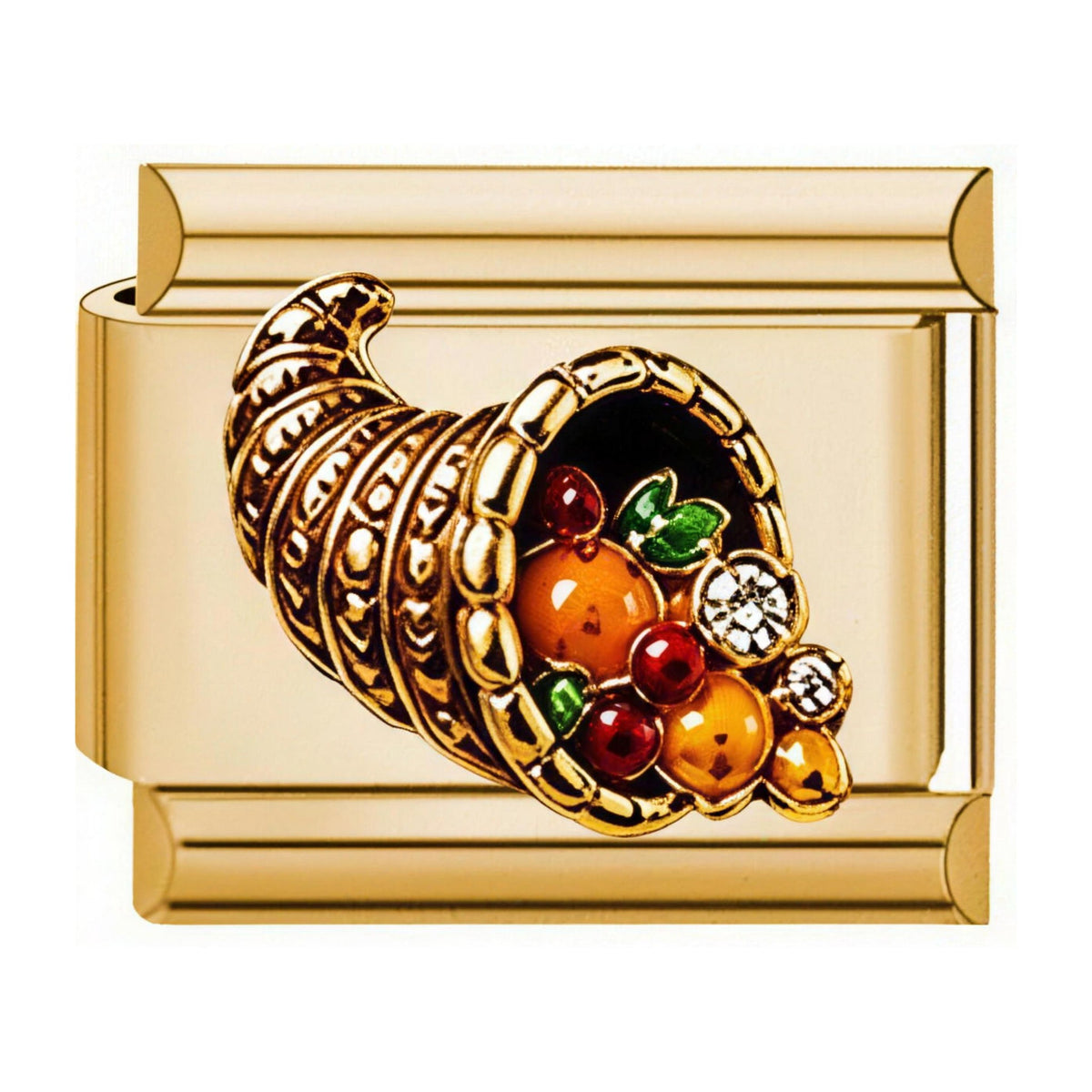 Cornucopia Italian charm in gold - Barcelona souvenir