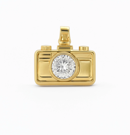 Camera Crystal Charm Gold — product view
