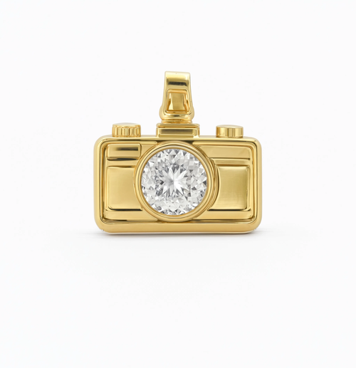 Camera Crystal Charm Gold — product view