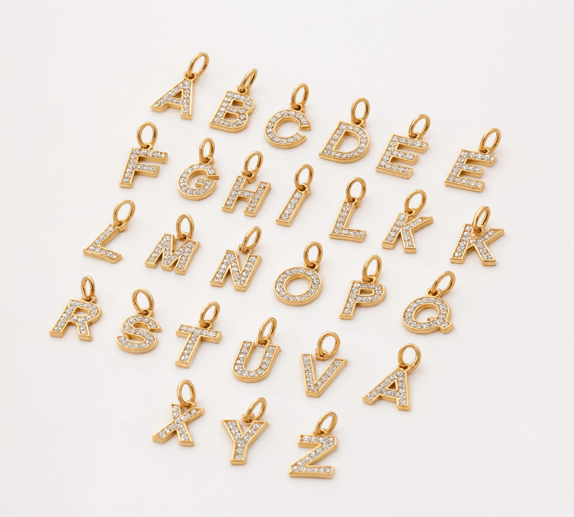 CZ Letters Charm Gold — product view