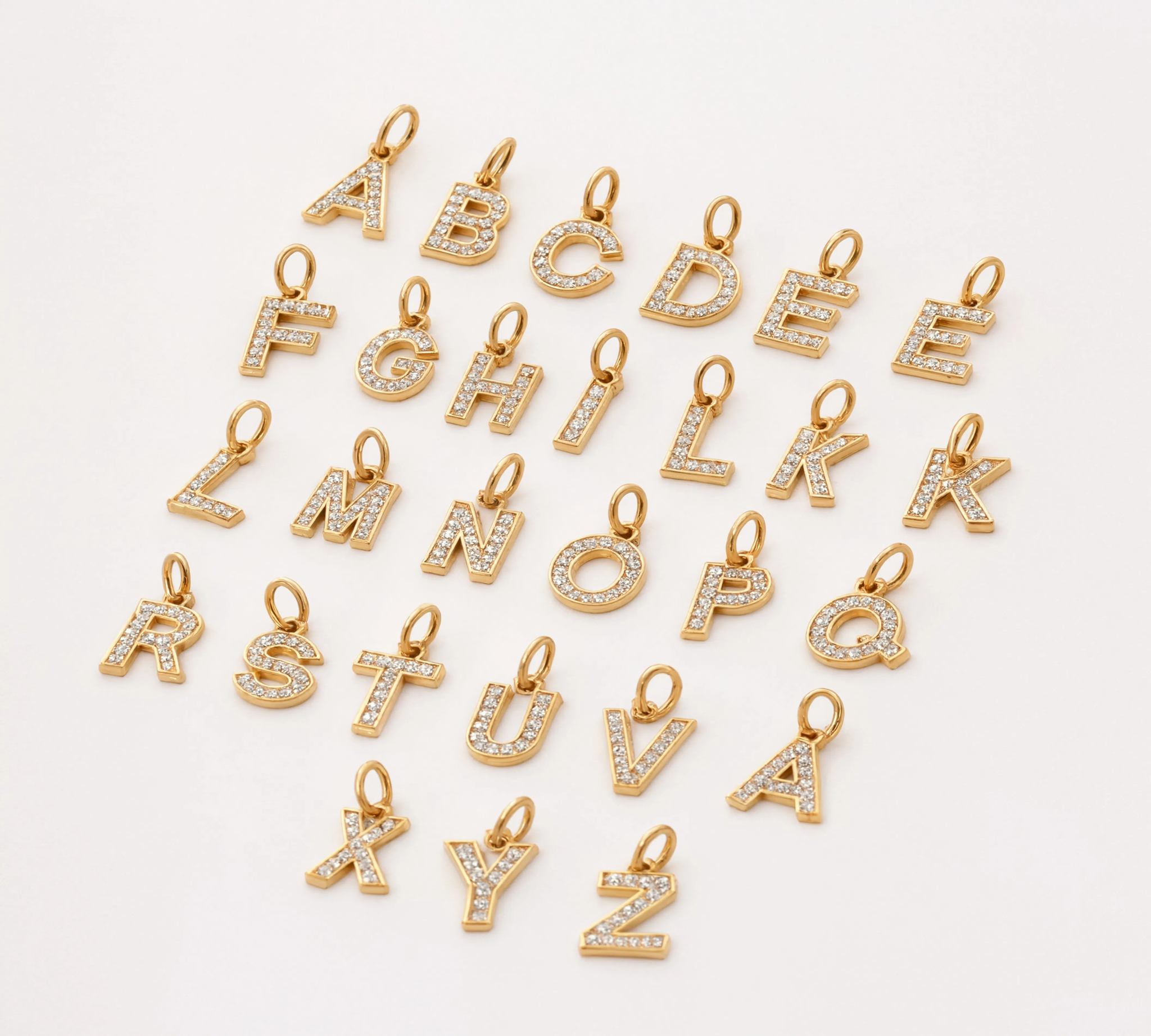 CZ Letters Charm Gold — product view