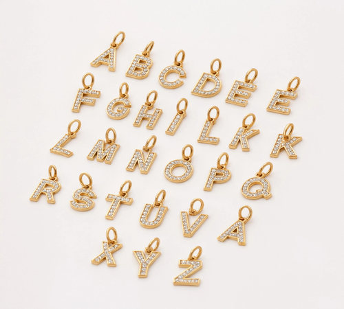 CZ Letters Charm Gold — product view