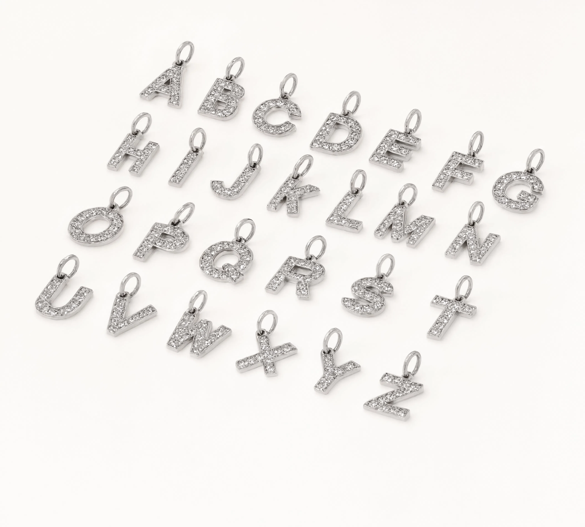 CZ Letters Charm Silver — product view