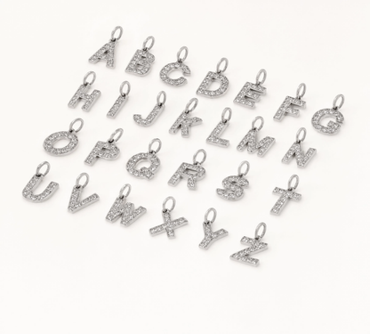CZ Letters Charm Silver — product view