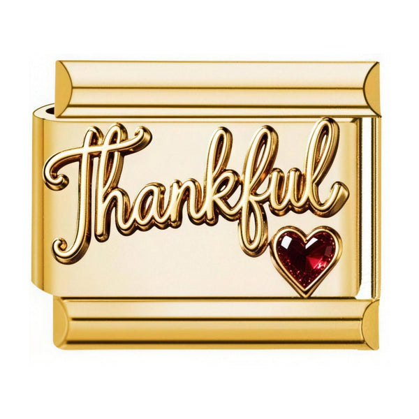 Thankful Heart Italian charm in gold - Barcelona souvenir
