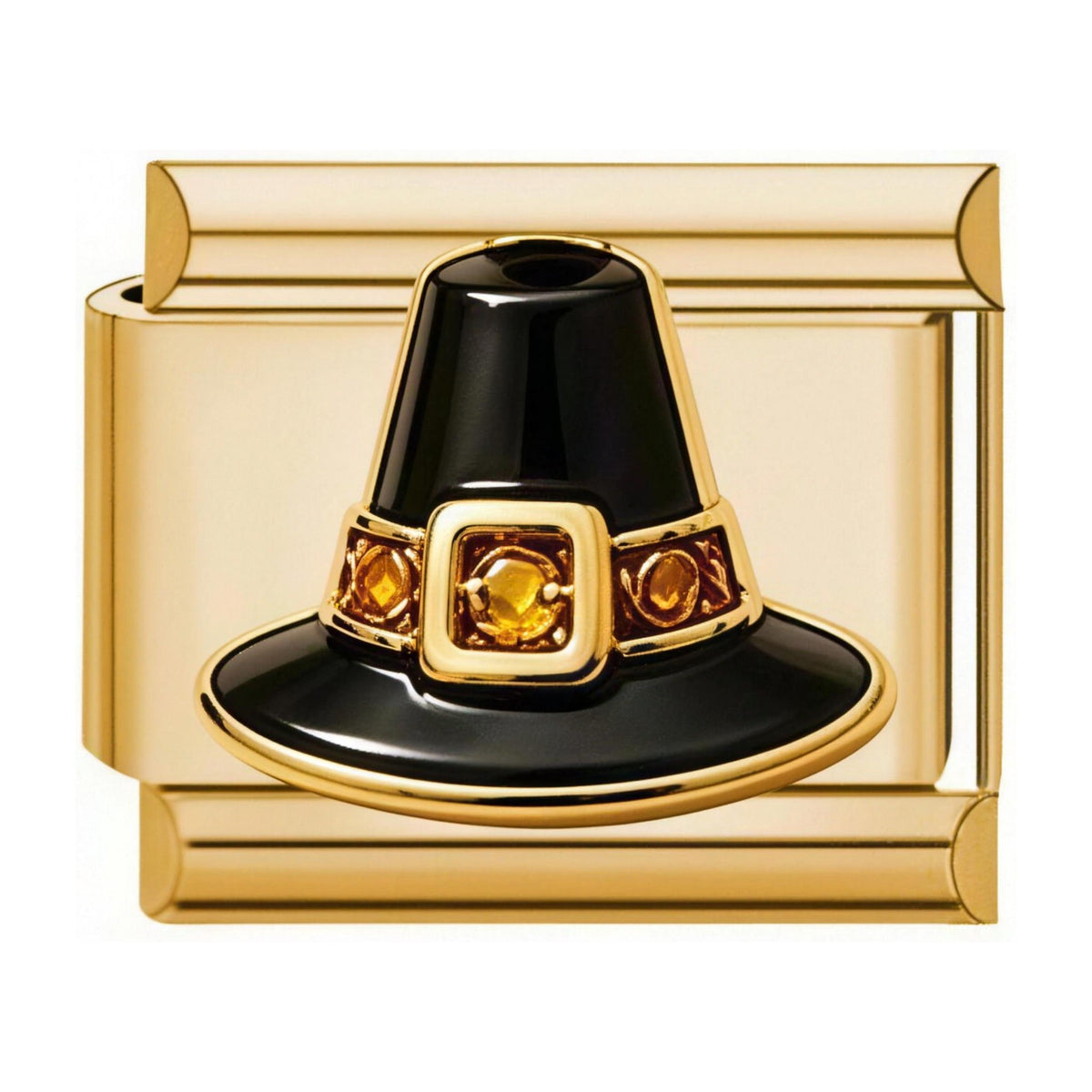 Pilgrim Hat Italian charm in gold - Barcelona souvenir