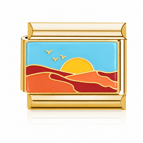 Desert Sunset Italian charm in gold - Barcelona souvenir