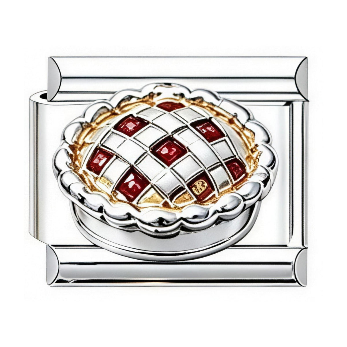 Lattice Pie Italian charm in silver - Barcelona souvenir