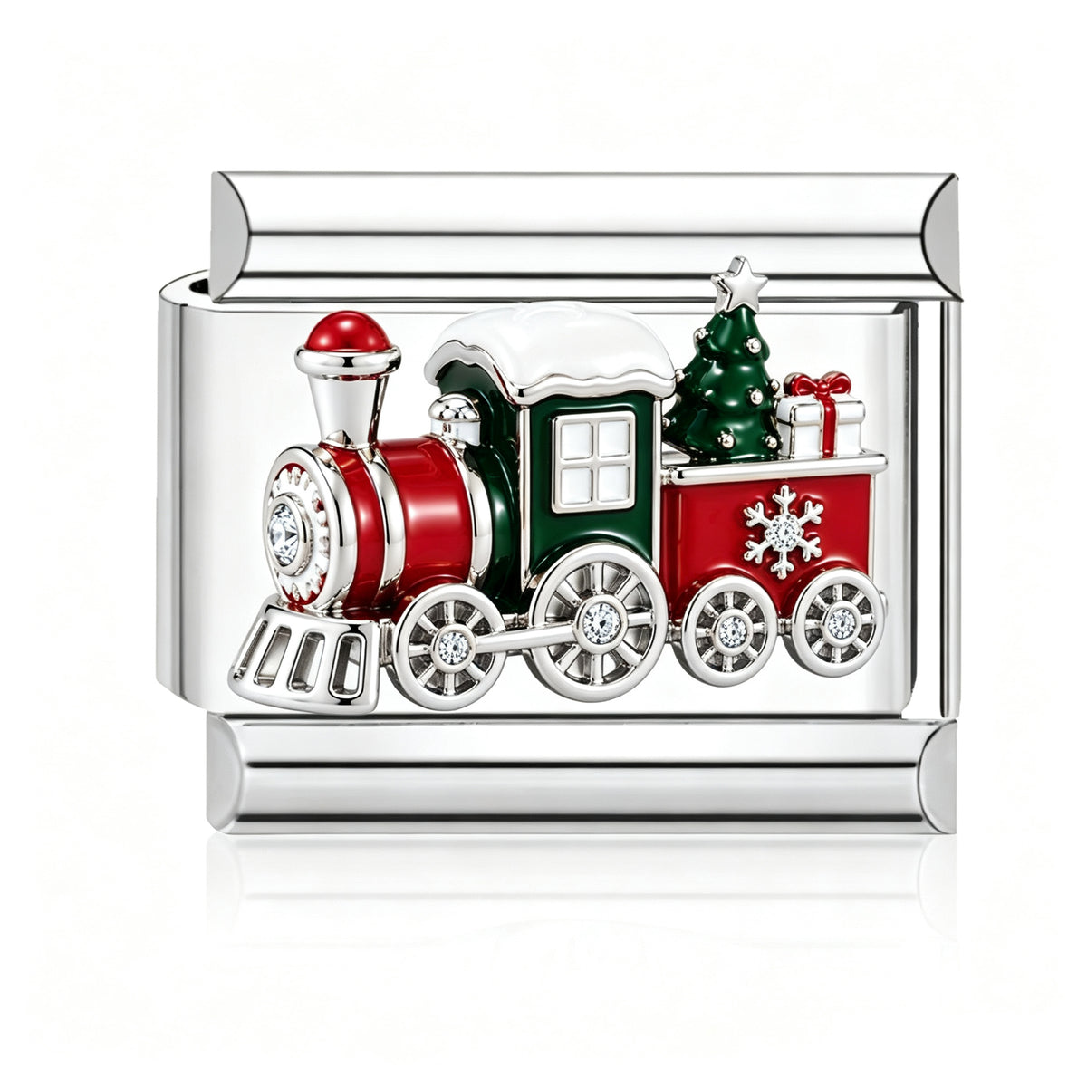 Christmas Train Italian charm in silver - Barcelona souvenir