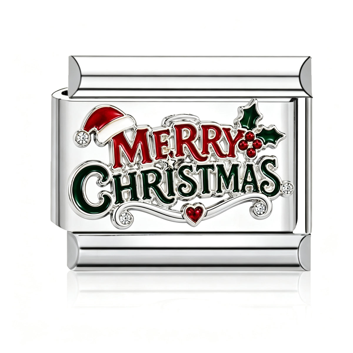 Merry Christmas Italian charm in silver - Barcelona souvenir