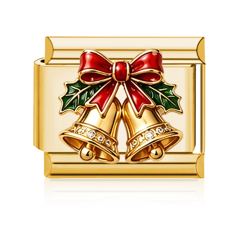 Christmas Bells Italian charm in gold - Barcelona souvenir