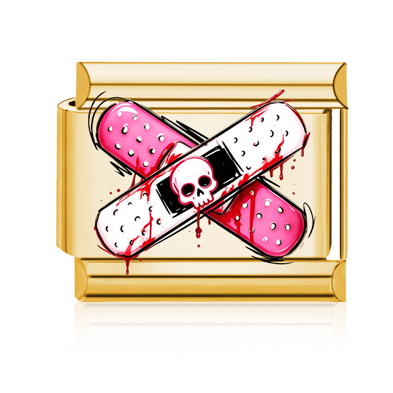 Skull Bandages Italian charm in gold - Barcelona souvenir