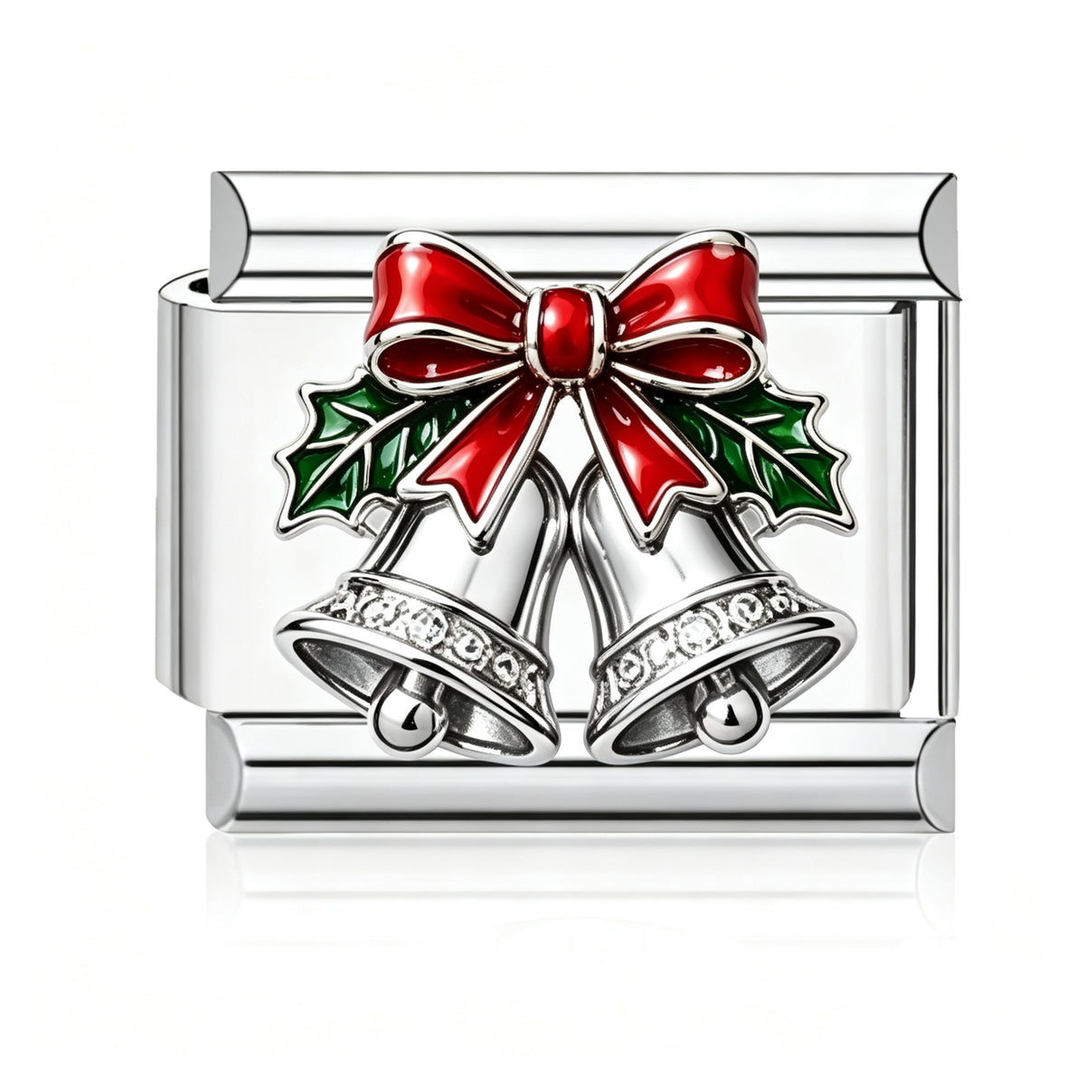 Christmas Bells Italian charm in silver - Barcelona souvenir