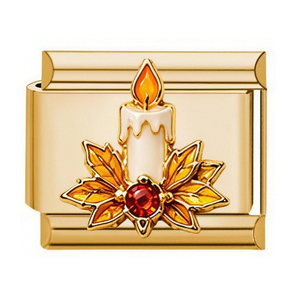 Autumn Candle Italian charm in gold - Barcelona souvenir