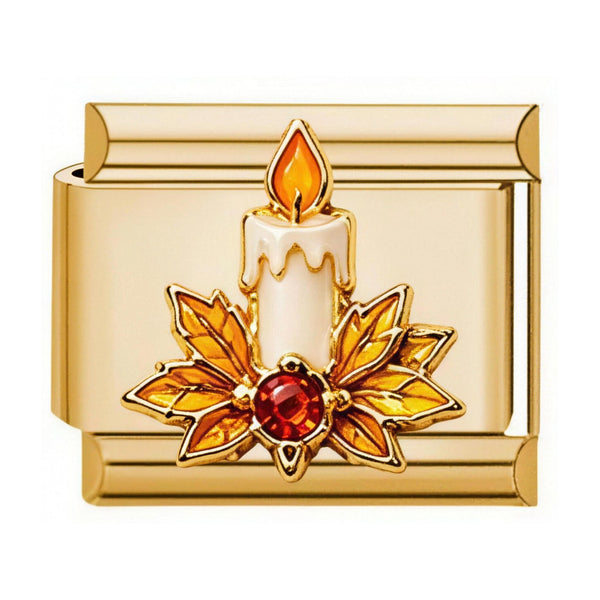Autumn Candle Italian charm in gold - Barcelona souvenir