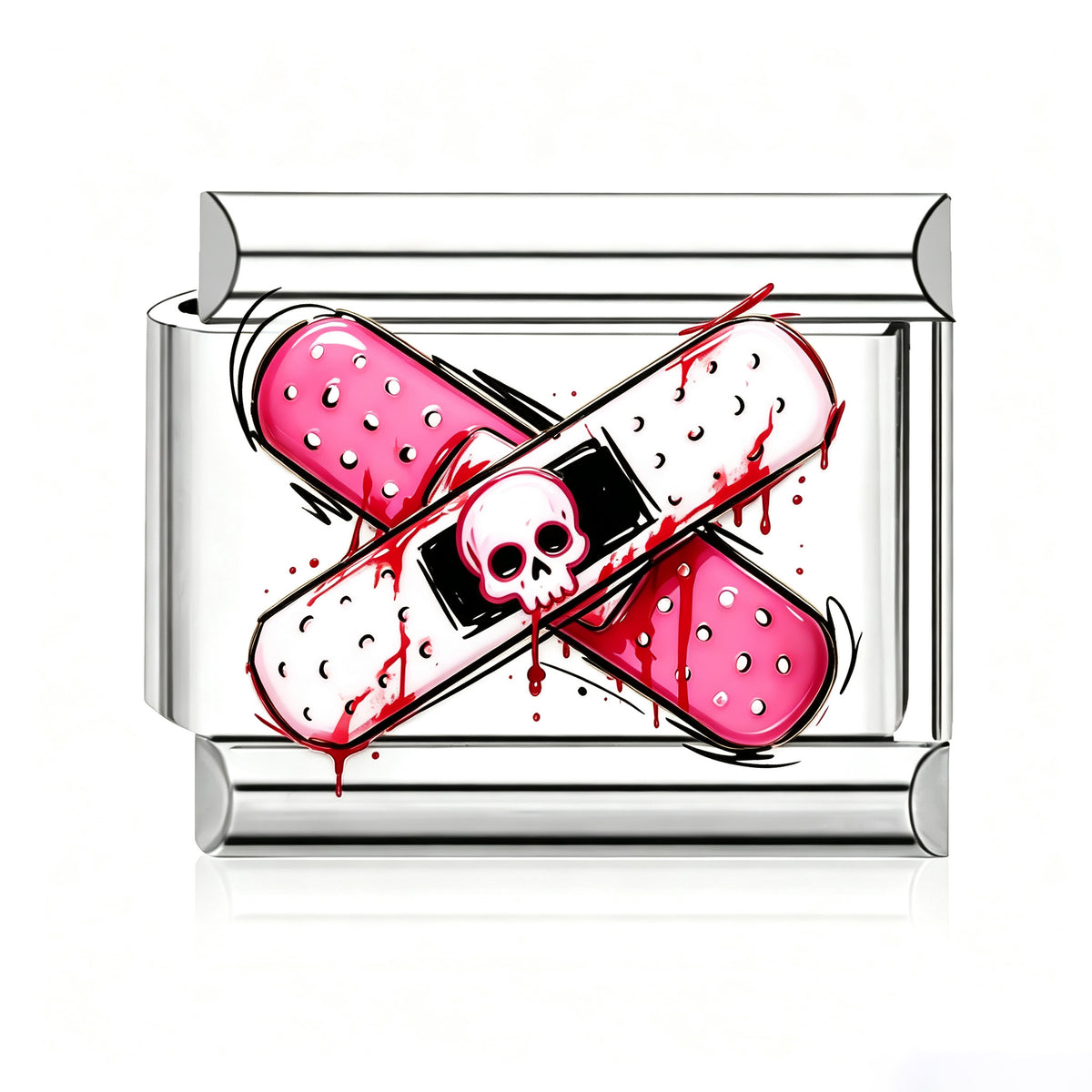 Skull Bandages Italian charm in silver - Barcelona souvenir