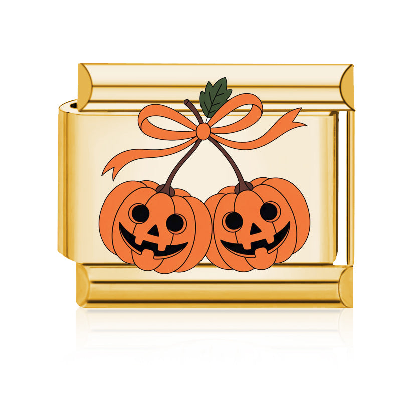 Pumpkin Cherries Italian charm in gold - Barcelona souvenir