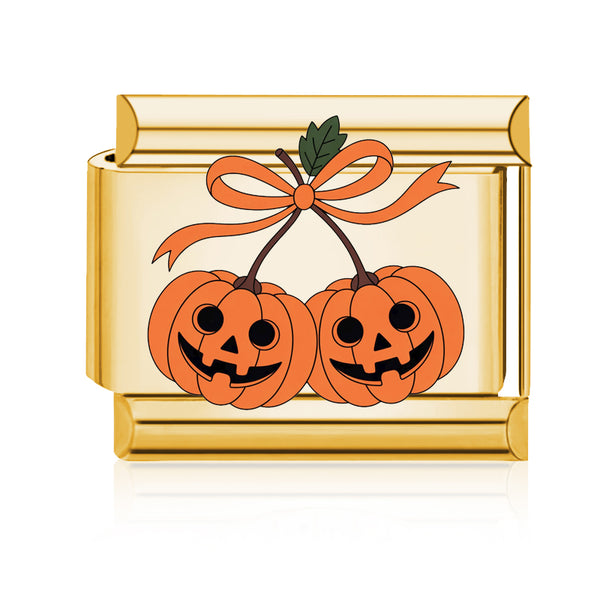 Pumpkin Cherries Italian charm in gold - Barcelona souvenir