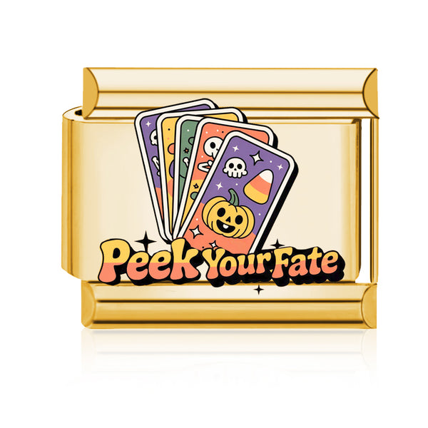 Peek Your Fate Tarot Italian charm in gold - Barcelona souvenir