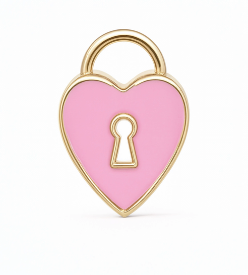Heart Lock Pink Charm Gold — product view