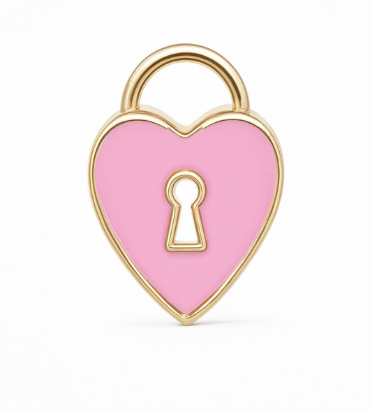 Heart Lock Pink Charm Gold — product view