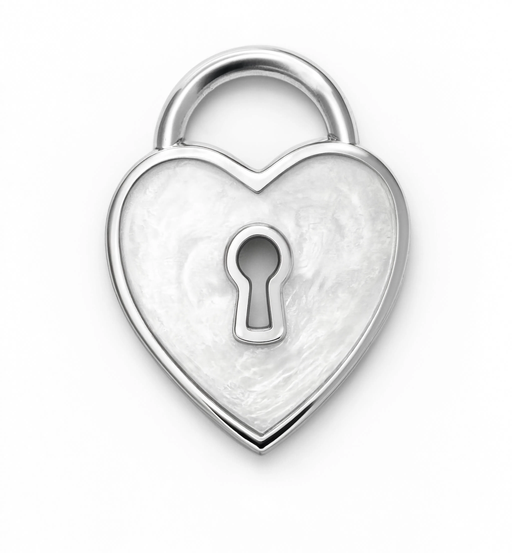 Heart Lock White Charm Silver — product view